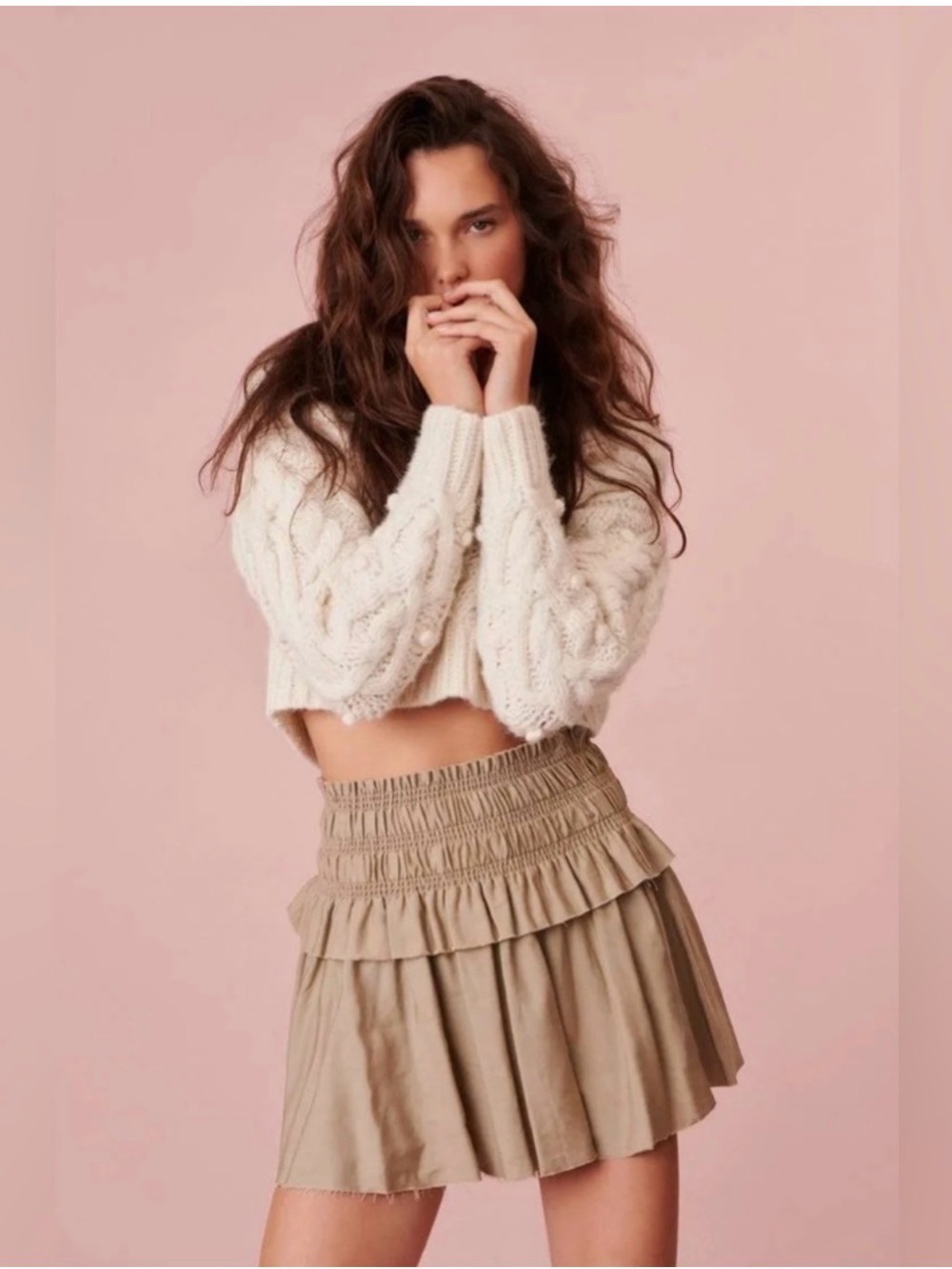 LoveShackFancy Bradfield Skirt in Elmwood Green Small NWT